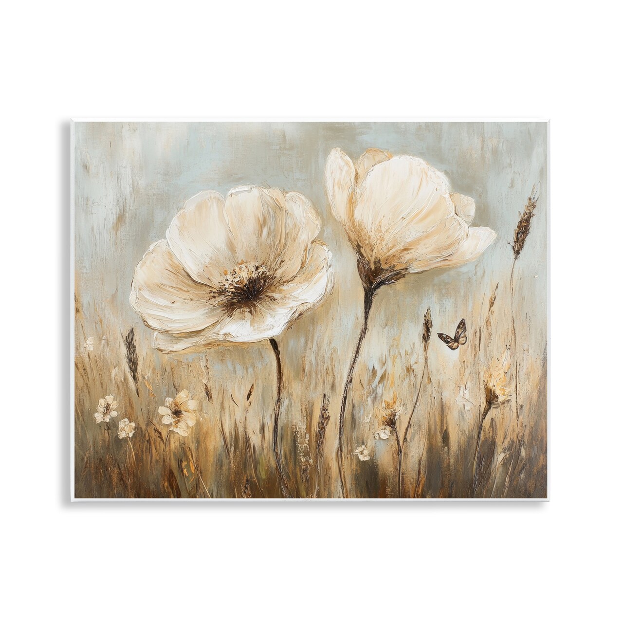 Stupell Industries White Wildflowers Brown Meadow Wall Plaque, design by Petal Prints Design
